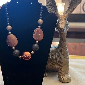 Statement Brown and Copper Bead Necklace - Women Jewelry